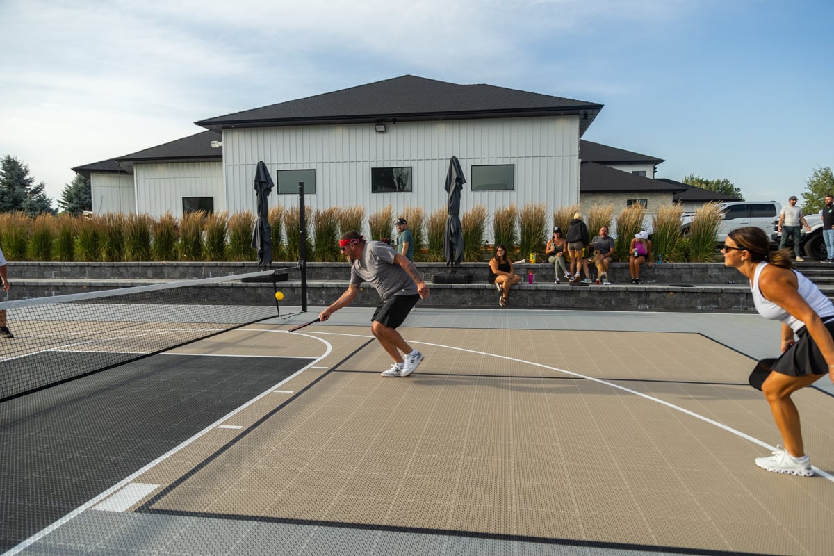 client pickleball sports plants evergreen fence court 5
